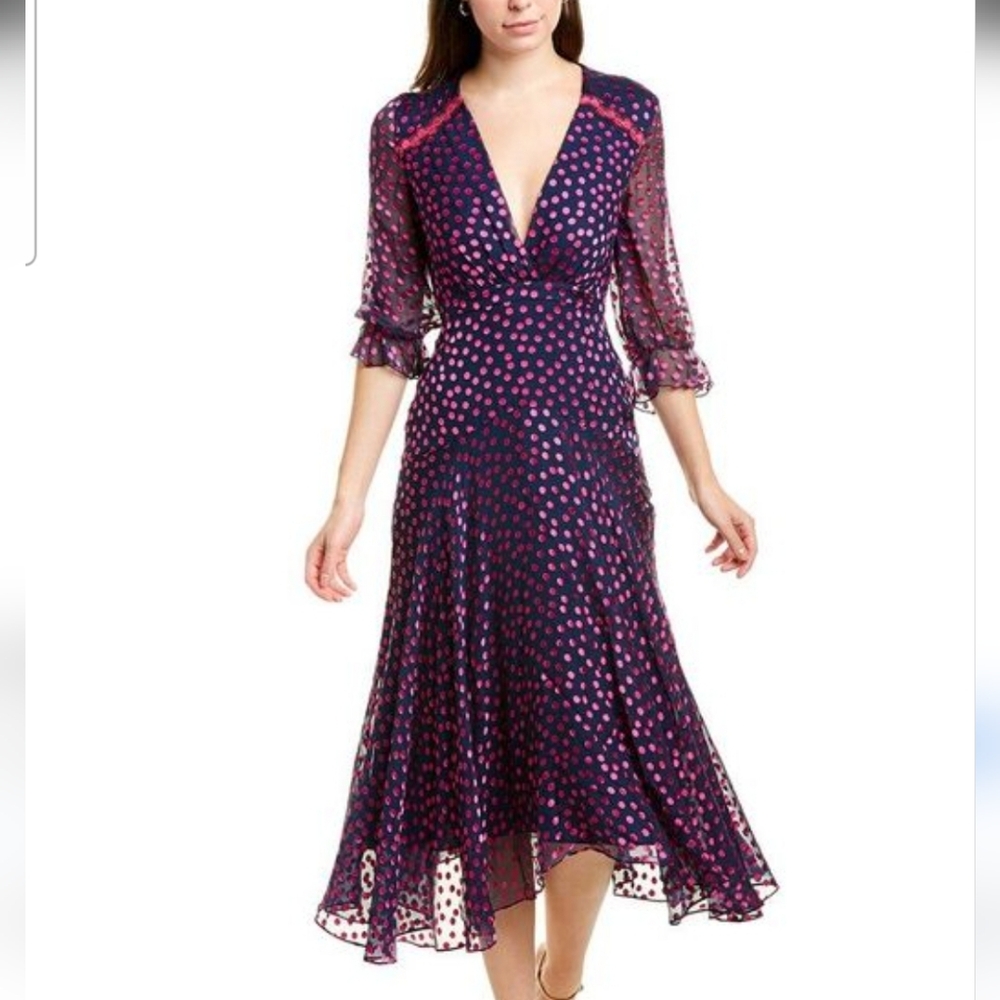 Saloni Edith Polka-Dot Flocked silk-blend chiffon midi dress - Picture 10 of 10